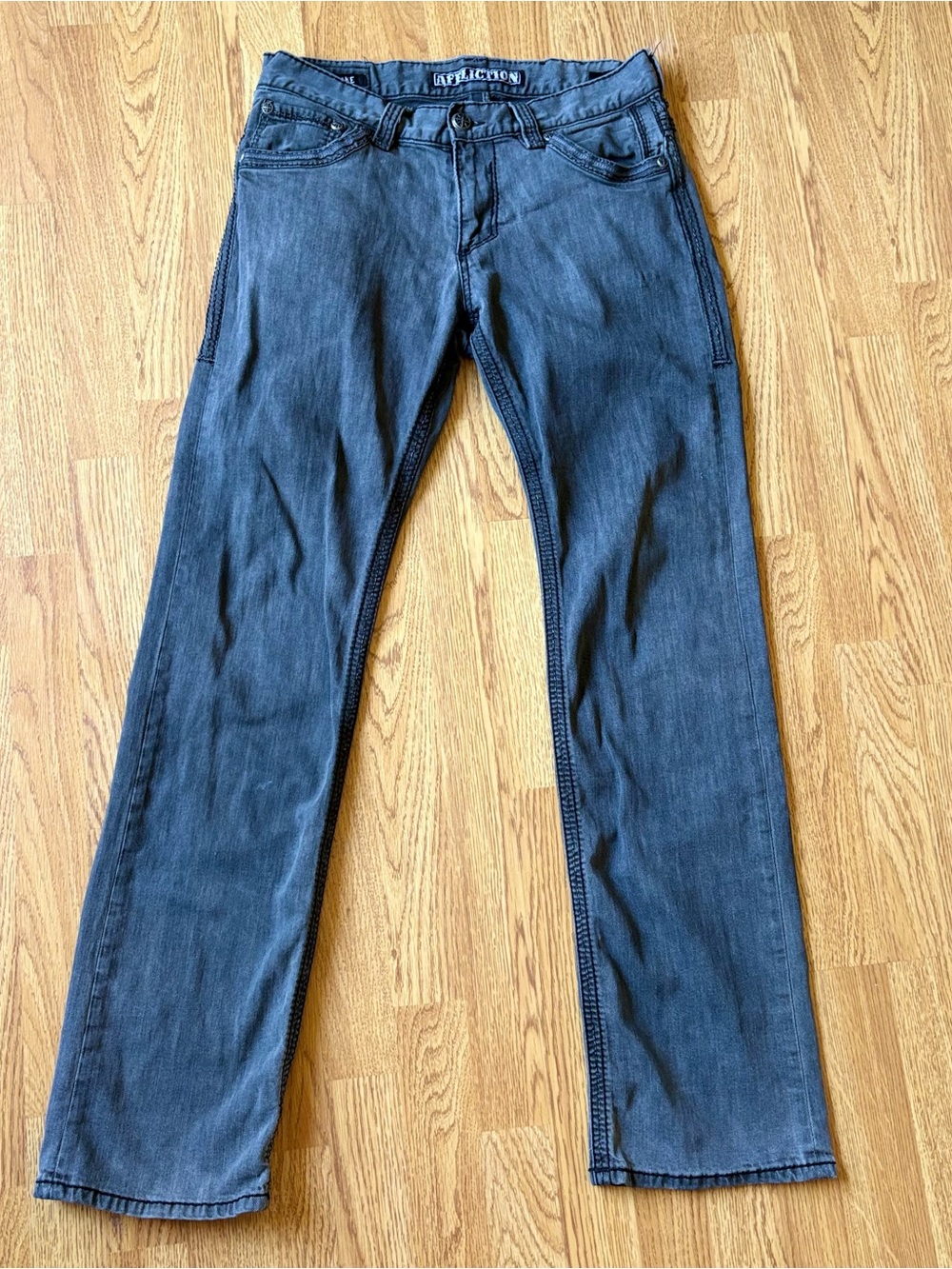 Affliction Men’s Blake Charcoal Gray Wash Relaxed Straight Leg Jeans Sz 32